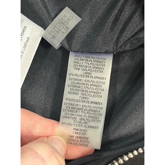 Calvin Klein Collarless Faux Leather Full Silver Zip Black Short Blazer Sz 10 - Picture 5 of 10